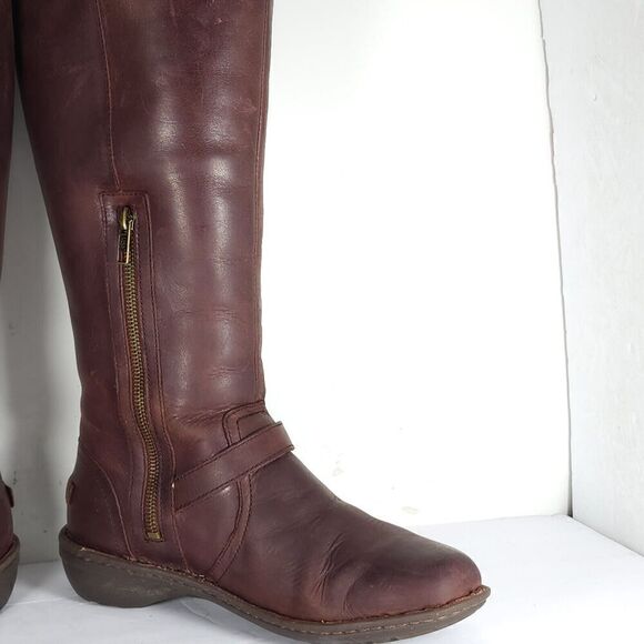 UGG Women's Tupelo US 8 Brown Solid Leather Lined Shearling Riding Boots - Picture 7 of 13